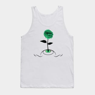 Green Rose Blooming From Eye / Light Clothes Tank Top